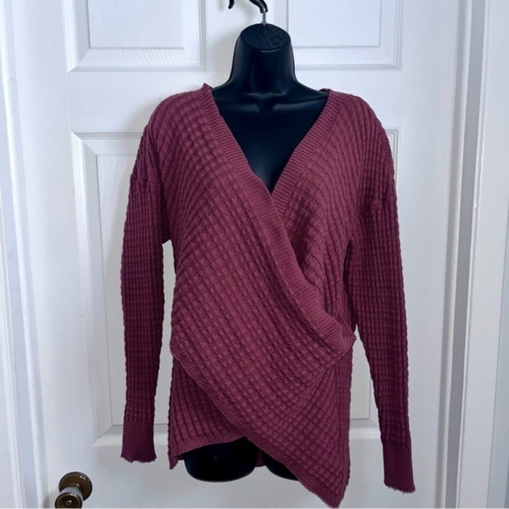Express Sweater V-Neck Wrap Red/pink long sleeve Large Women criss cross